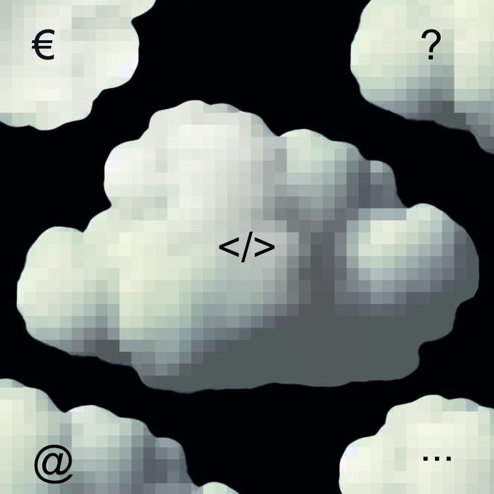 clouds with html code symbols